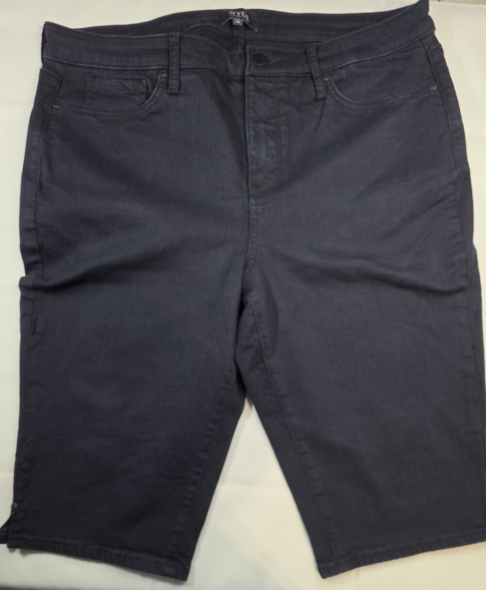 NYDJ Lift Tuck High Rise Shorts Size 14 In Black Stretch Denim Lift Tuck Sku 392